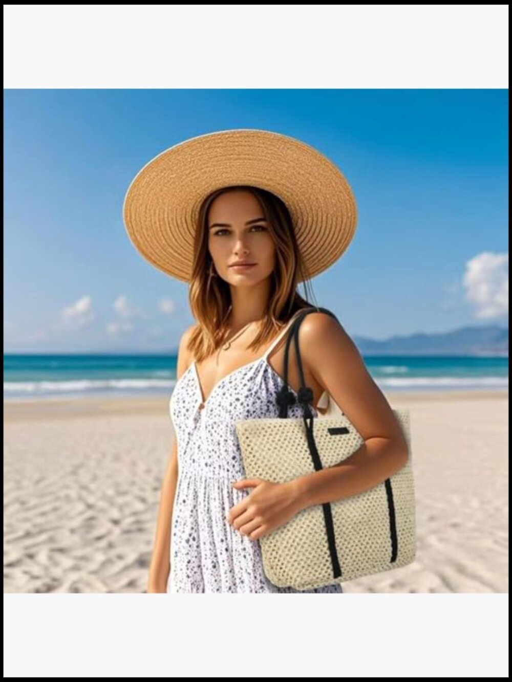 Woven Straw Beach Tote Bag for Women Large Boho Shoulder Handbag Vacation - Picture 2 of 7